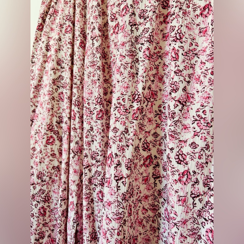 Maxi Gauze Off Shoulder Split Skirt Two Piece Set Pink Floral - Picture 4 of 4